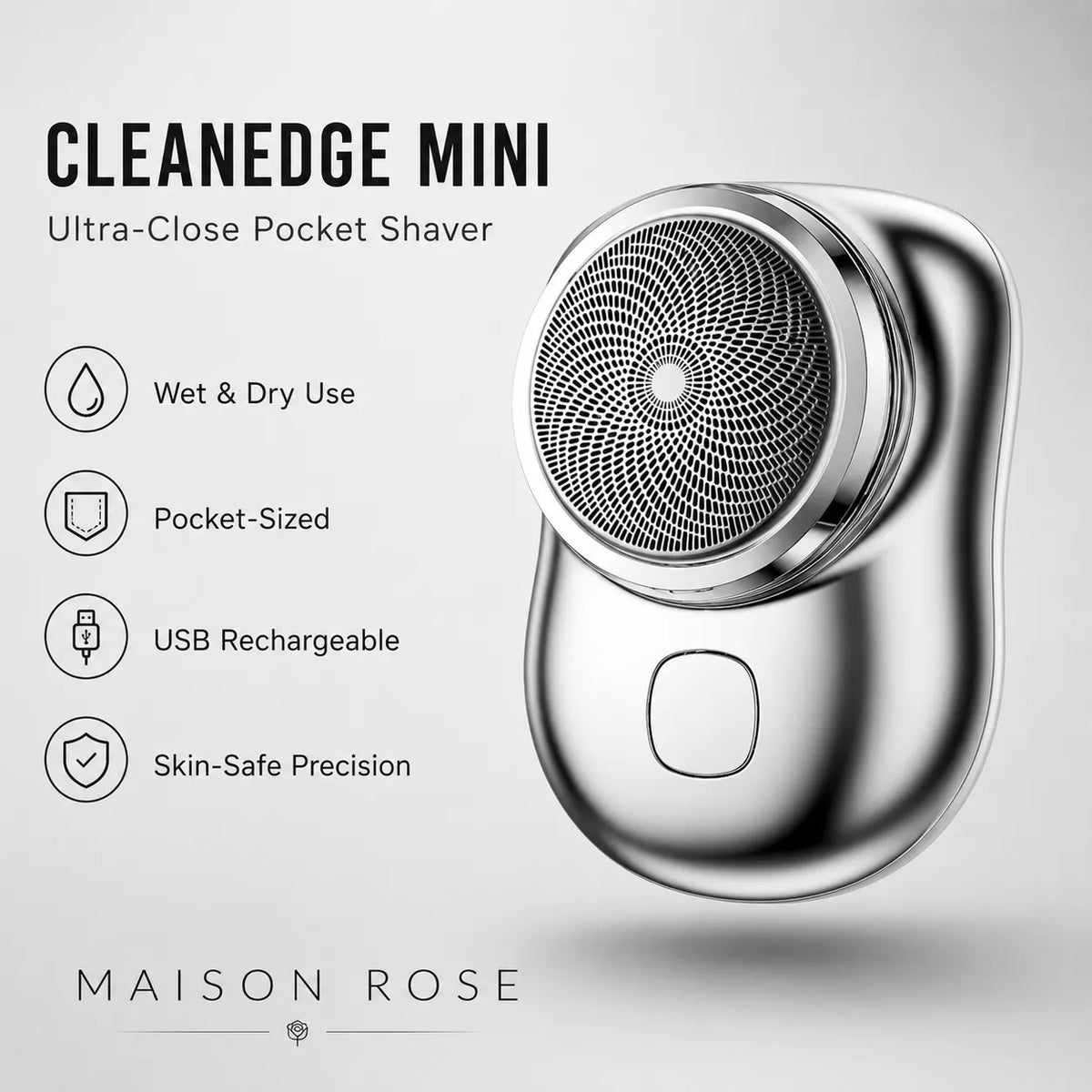 Electric Shaver Compact Waterproof Wet & Dry USB Rechargeable