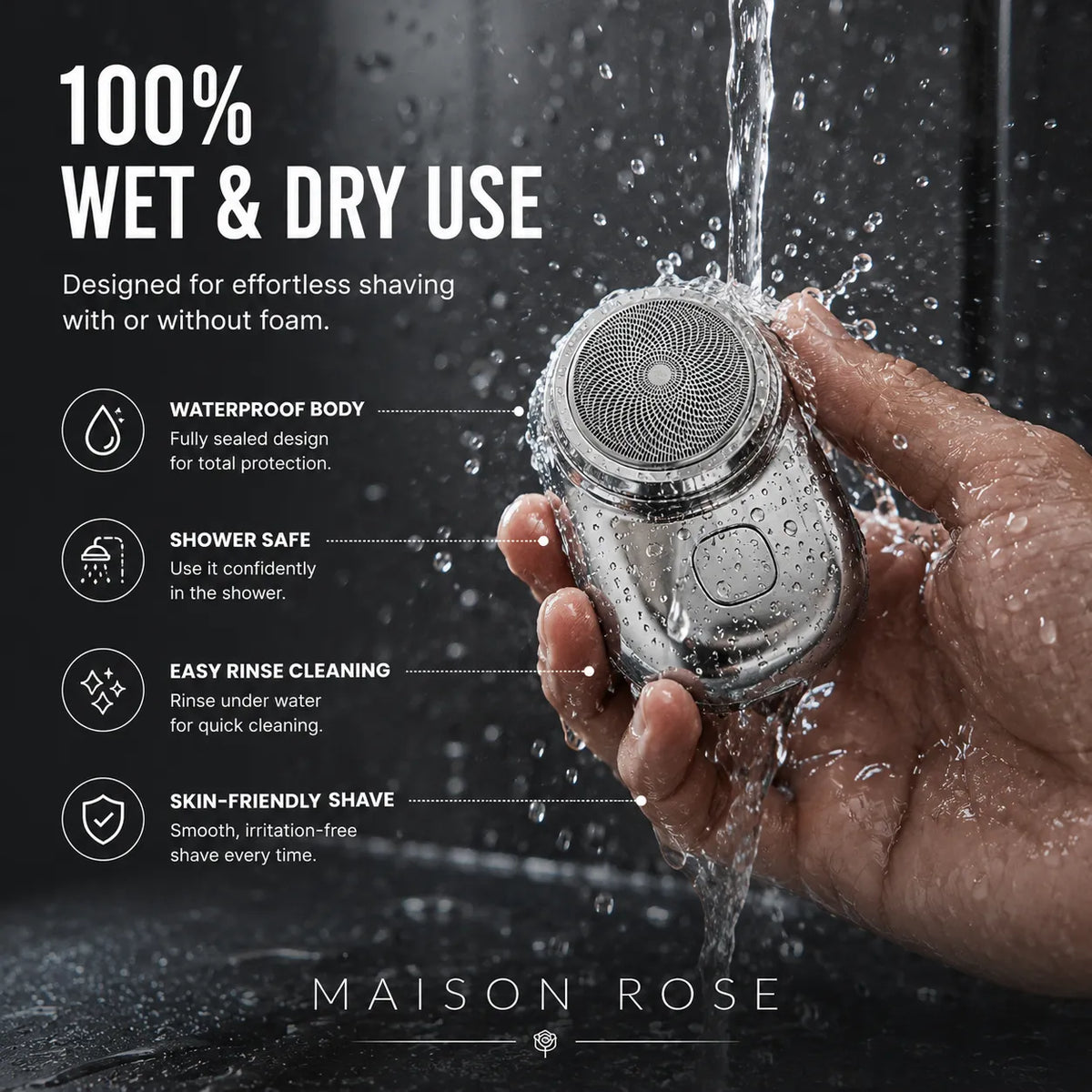 Electric Shaver Compact Waterproof Wet & Dry USB Rechargeable