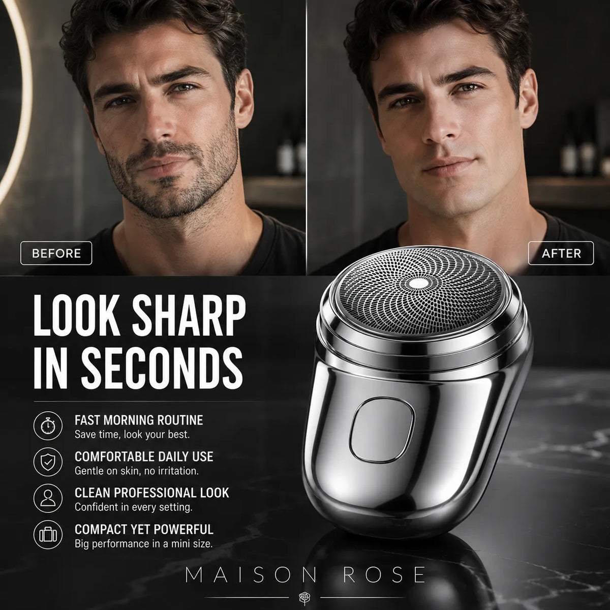 Electric Shaver Compact Waterproof Wet & Dry USB Rechargeable
