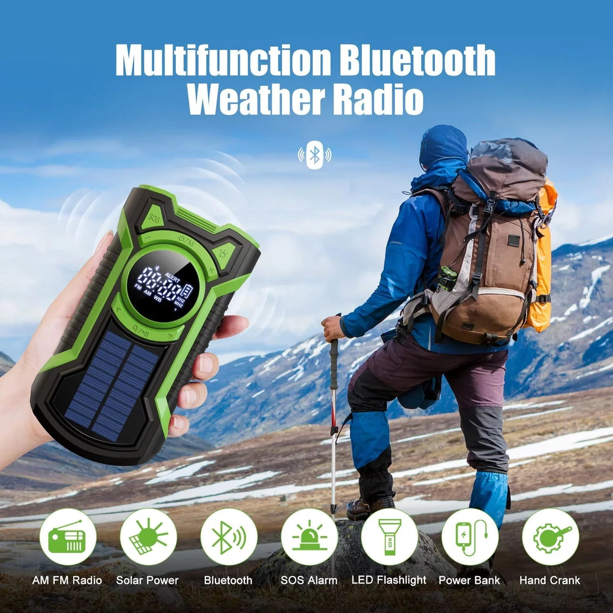 Emergency Radio Solar & Hand-Crank Charging 5000mAh Power Bank