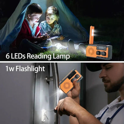 Emergency Radio Solar & Hand Crank Powered USB Phone Charging