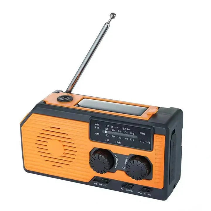 Emergency Radio Solar & Hand Crank Powered USB Phone Charging