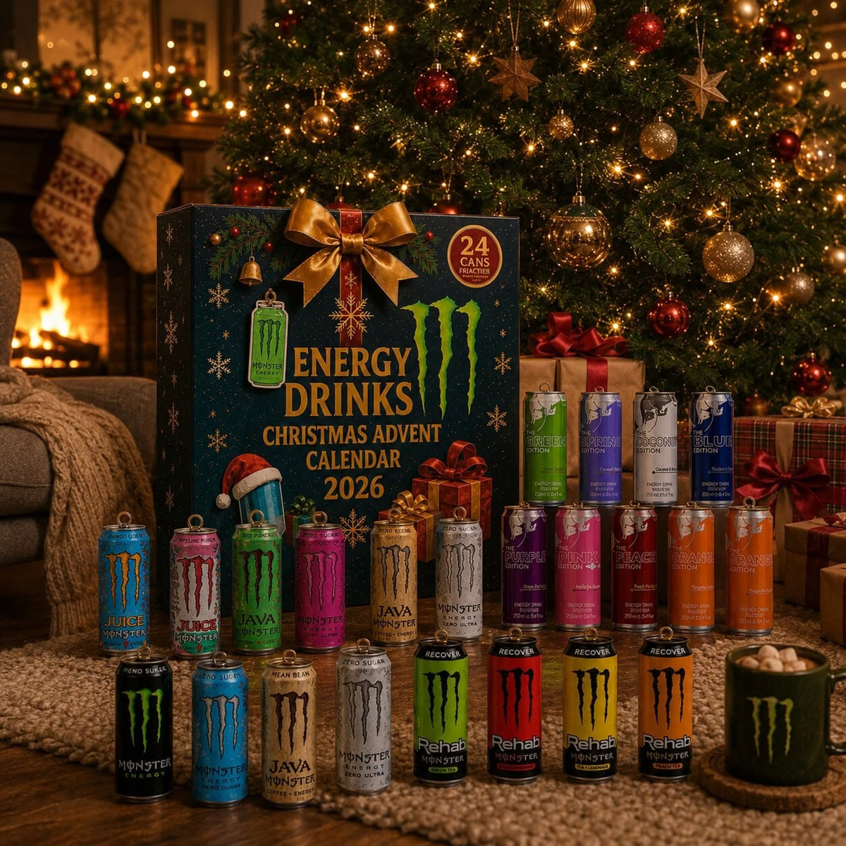 Energy Drink Advent Calendar 24-Day Countdown 24 Unique Designs