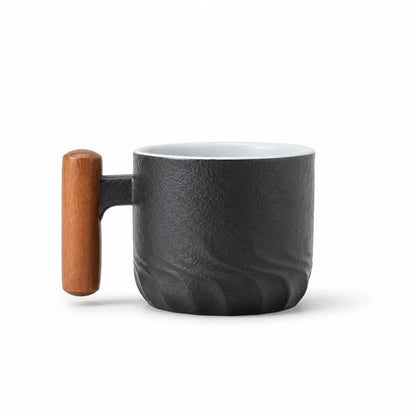 Espresso Cups Handcrafted Ceramic Wooden Handle
