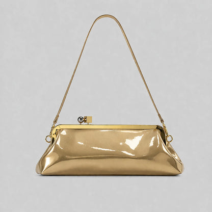 Evening Handbag Glossy Patent Leather Detachable Strap