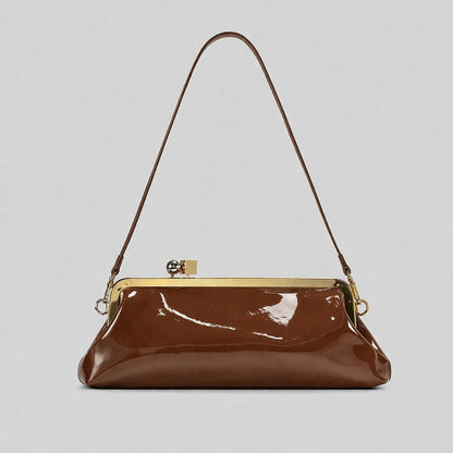 Evening Handbag Glossy Patent Leather Detachable Strap