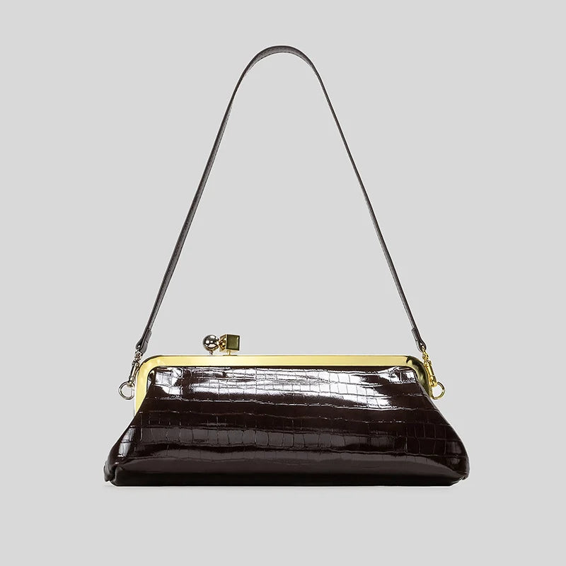 Evening Handbag Glossy Patent Leather Detachable Strap