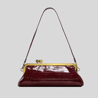 Evening Handbag Glossy Patent Leather Detachable Strap