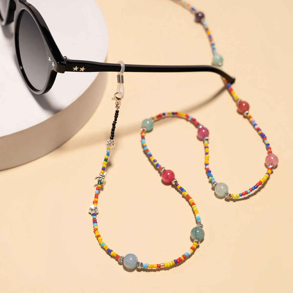 Eyeglass Chain Colorful Beaded Adjustable Fit