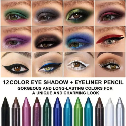 Eyeliner Pencil Set 12 Shades Waterproof Sweat-Resistant