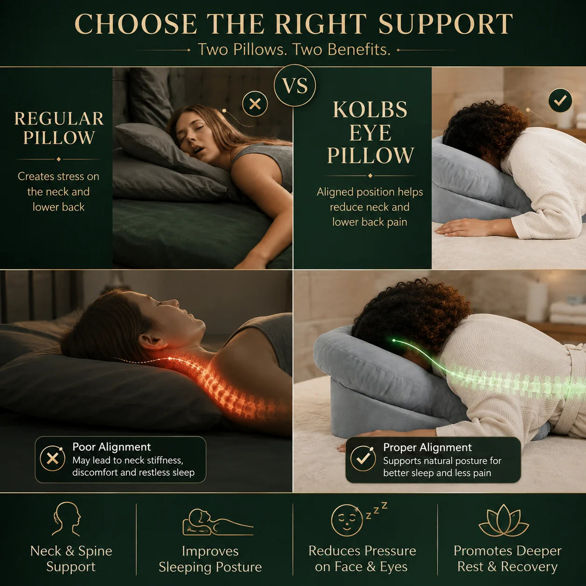 Face-Down Pillow Built-In Face Opening Firm Support