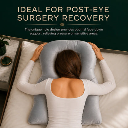 Face-Down Pillow Built-In Face Opening Firm Support