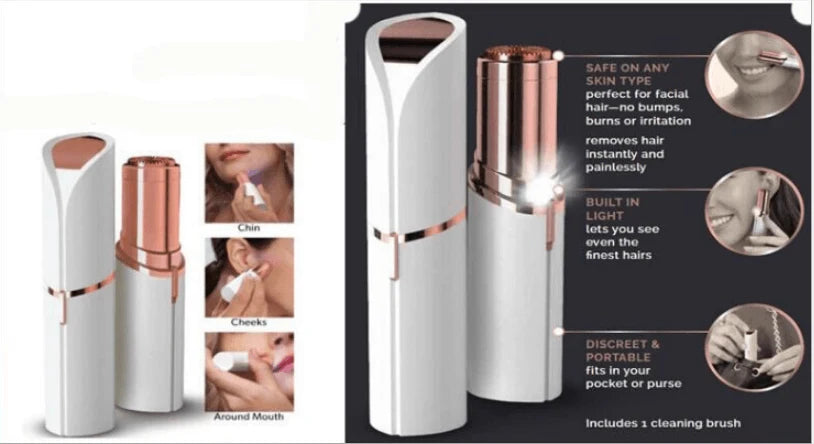 Facial Hair Remover Lipstick Style LED Precision Tip