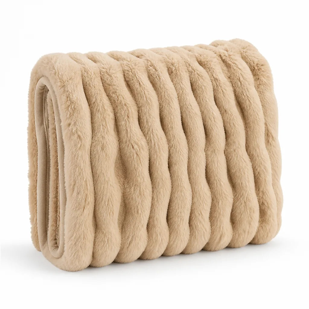 Faux Fur Machine Washable Travel Throw Blanket