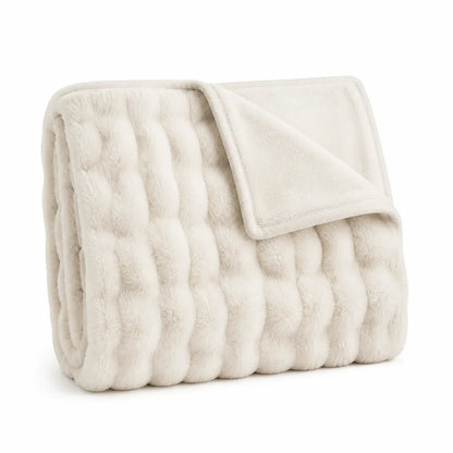 Faux Fur Machine Washable Travel Throw Blanket