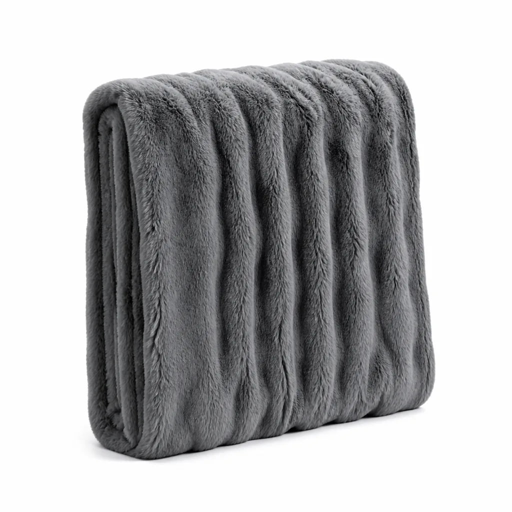 Faux Fur Machine Washable Travel Throw Blanket