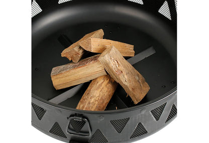 Fire Pit Wood-Burning 30-Inch Steel Spark Screen & Poker