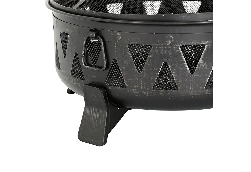 Fire Pit Wood-Burning 30-Inch Steel Spark Screen & Poker