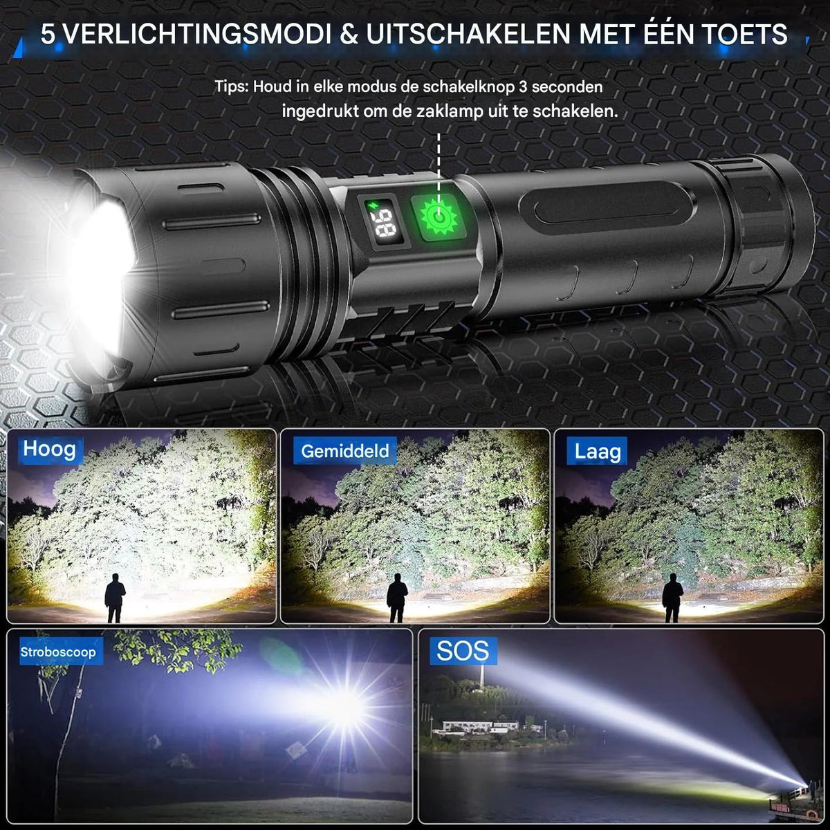 Flashlight Rechargeable Aluminum Long-Range Beam