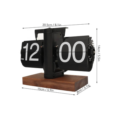 Flip Clock Large Mechanical Digits Black Walnut Frame