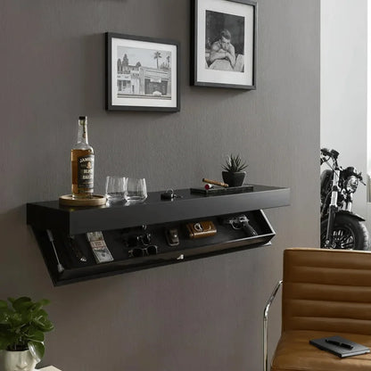 Floating Wall Shelf Solid Wood Hidden Compartment