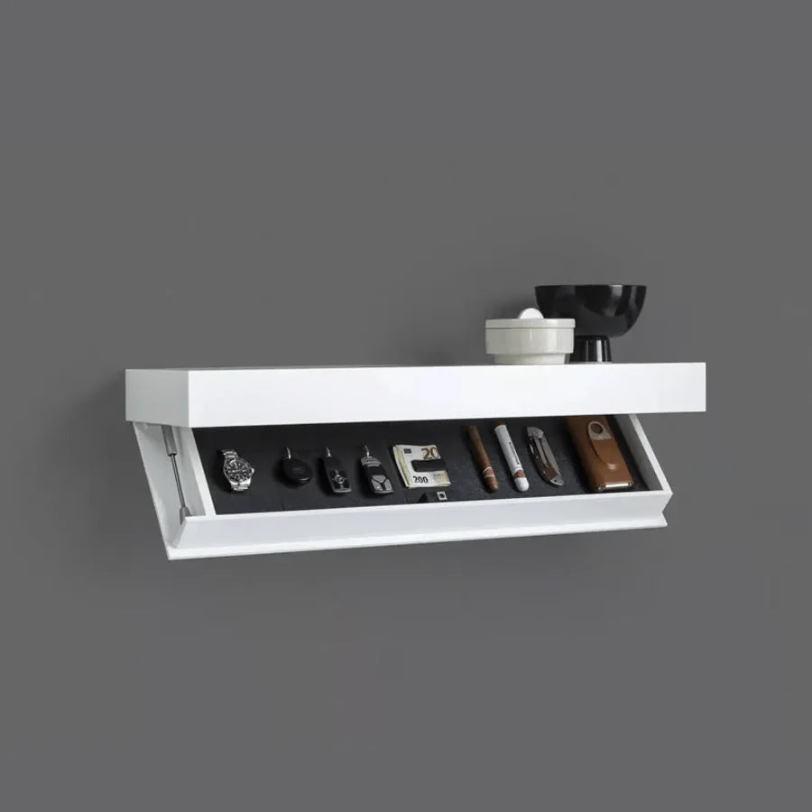 Floating Wall Shelf Solid Wood Hidden Compartment