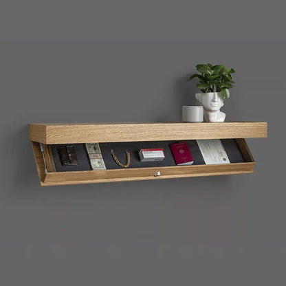 Floating Wall Shelf Solid Wood Touch-Activated Hidden Compartment