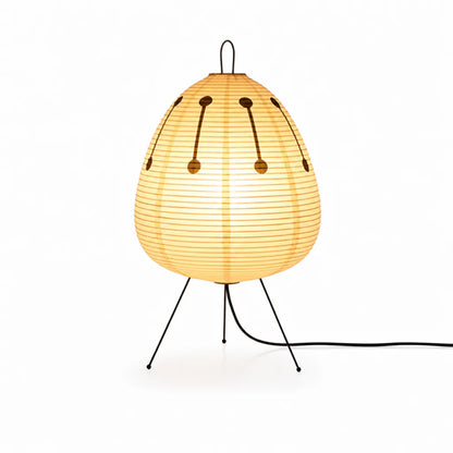 Floor Lamp Rice Paper Shade Black Tripod Plug-In