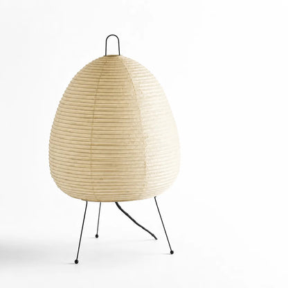 Floor Lamp Rice Paper Shade Black Tripod Plug-In