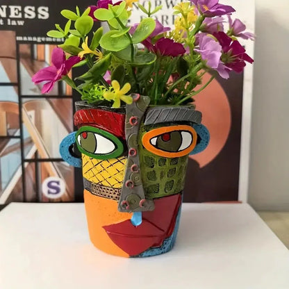 Flower Pot Ceramic Artistic Face Tabletop