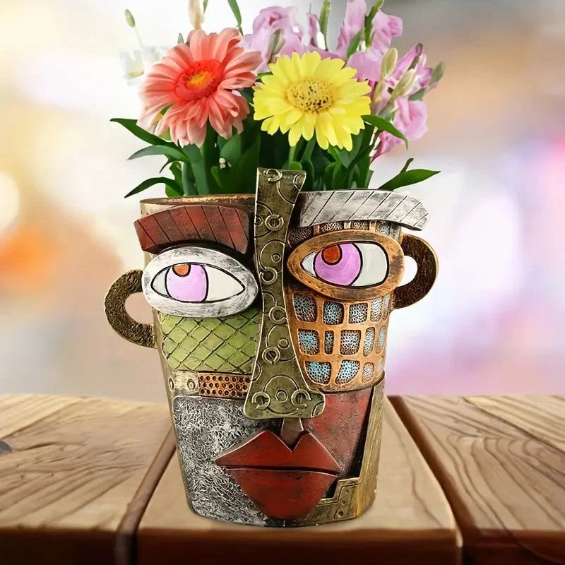 Flower Pot Ceramic Artistic Face Tabletop