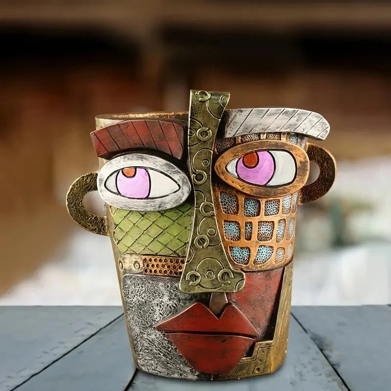 Flower Pot Ceramic Artistic Face Tabletop