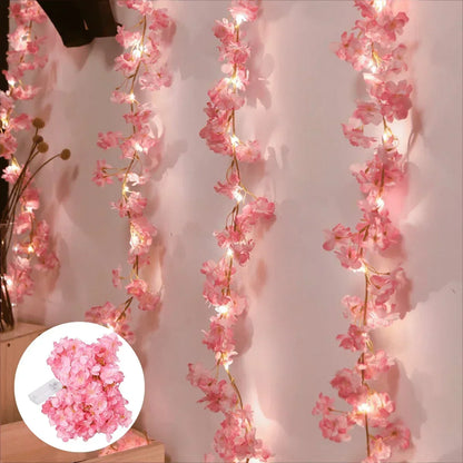 Flower String Lights Battery-Powered Warm White Artificial Blossom
