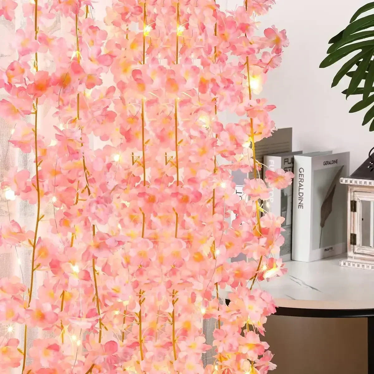 Flower String Lights Battery-Powered Warm White Artificial Blossom