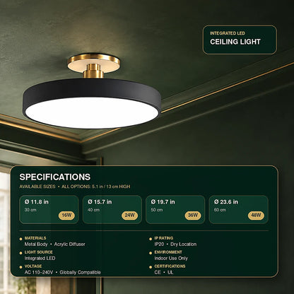 Flush Mount Ceiling Light LED Glare-Free Acrylic Diffuser