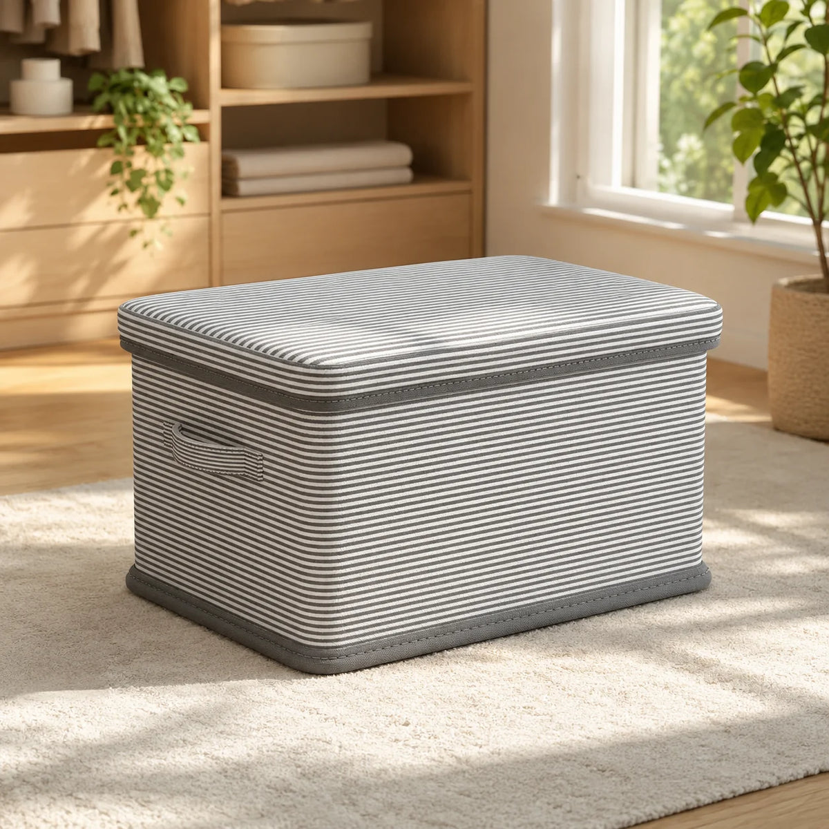 Foldable Storage Box With Lid Collapsible Reinforced Panels
