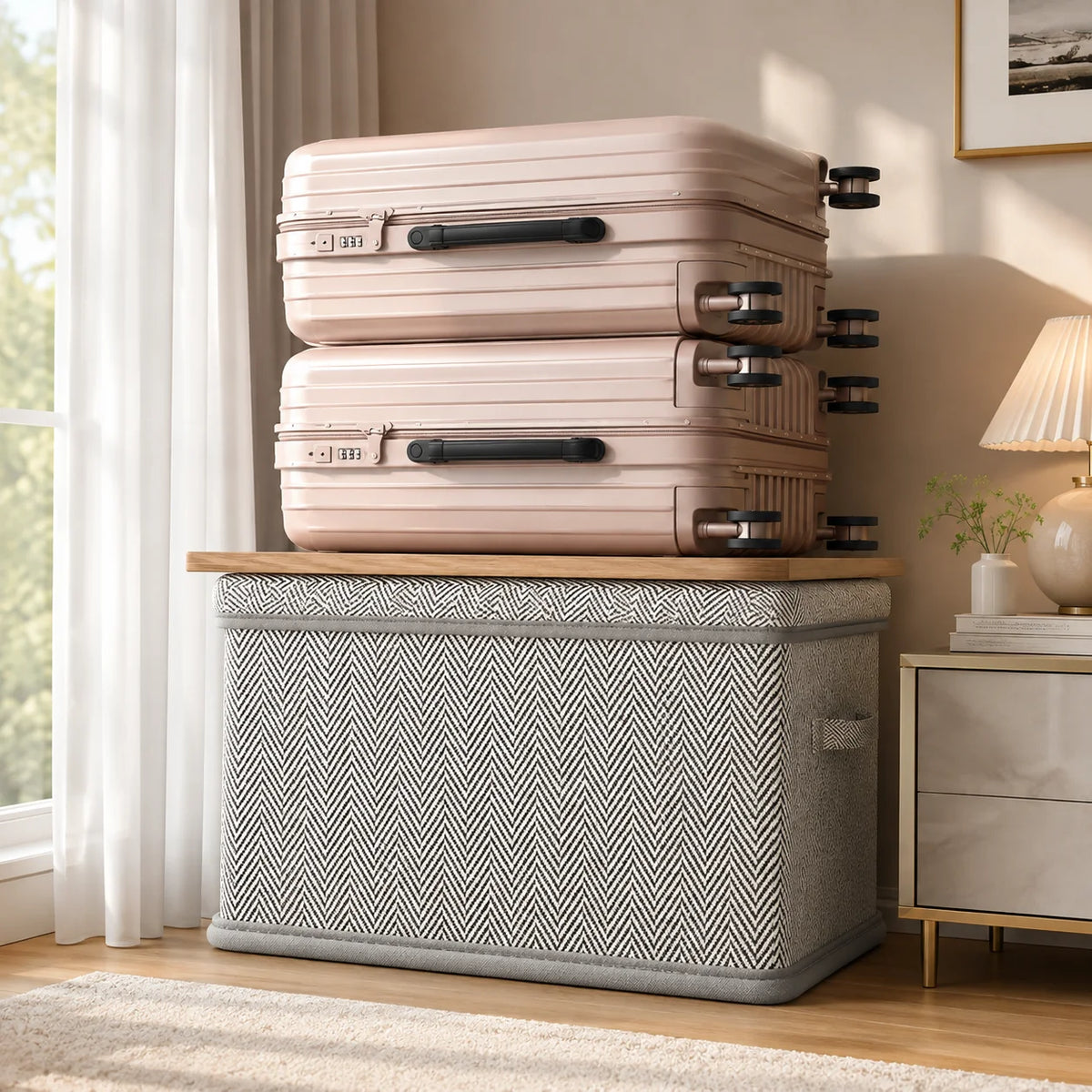 Foldable Storage Box With Lid Collapsible Reinforced Panels