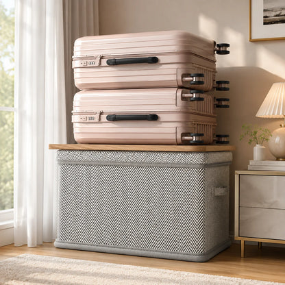 Foldable Storage Box With Lid Collapsible Reinforced Panels