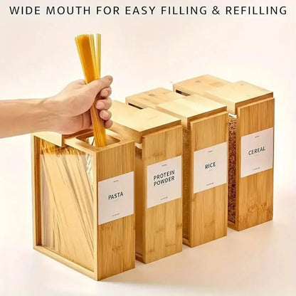 Food Storage Container Clear Sliding Bamboo Lid 101 fl oz
