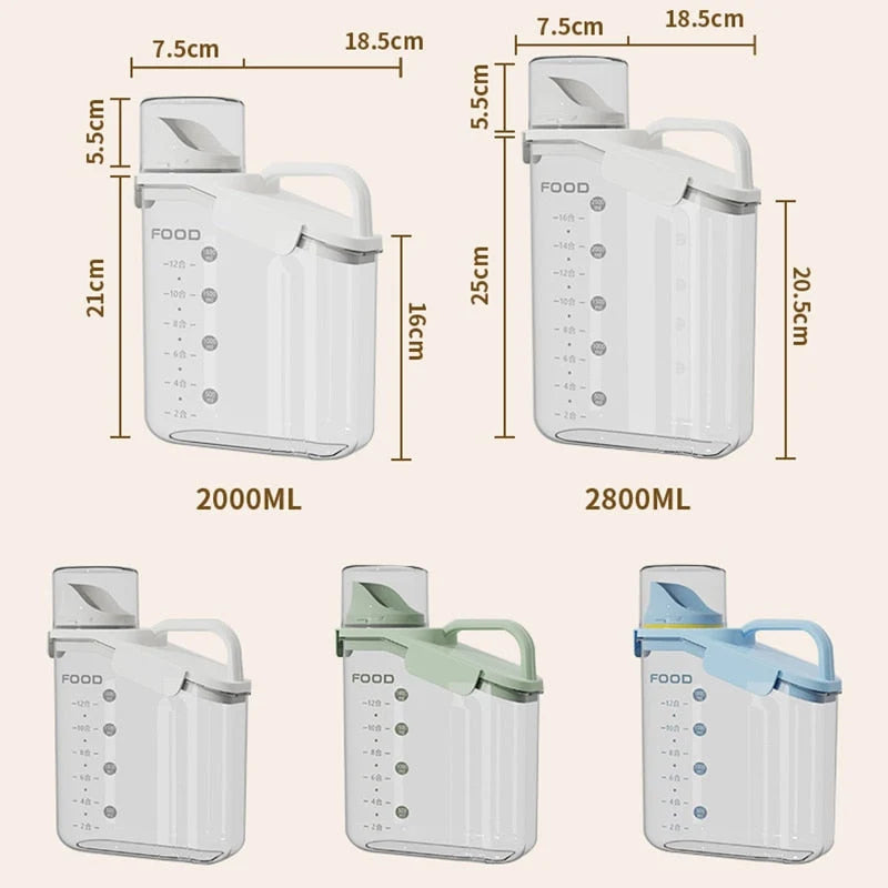 Food Storage Dispenser Clear Measuring Cup & Pour Spout