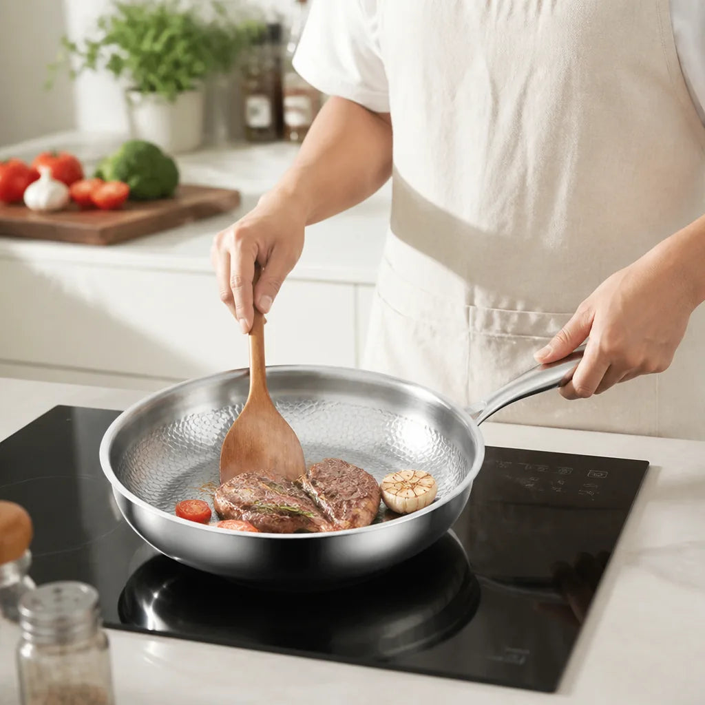 Frying Pan Hand-Hammered Titanium Natural Non-Stick Induction Compatible