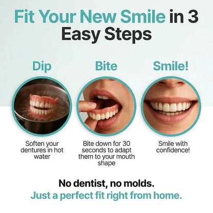 Full Denture Set Flexible Cushion Grip Upper & Lower