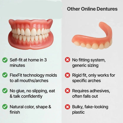 Full Denture Set Flexible Cushion Grip Upper & Lower