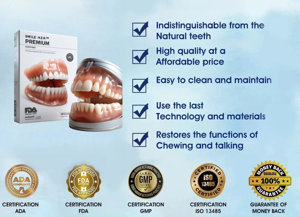 Full Denture Set Moldable Custom Fit Natural-Looking Teeth