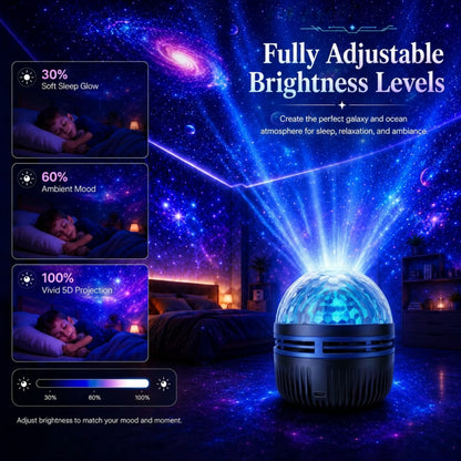 Galaxy Projector Night Light Dynamic Starry & Ocean Effects 360° Gooseneck USB Powered
