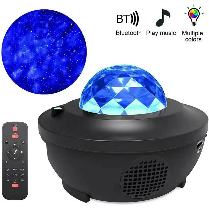 Galaxy Projector Starry Sky Ocean Waves Bluetooth Speaker Remote Control & Timer