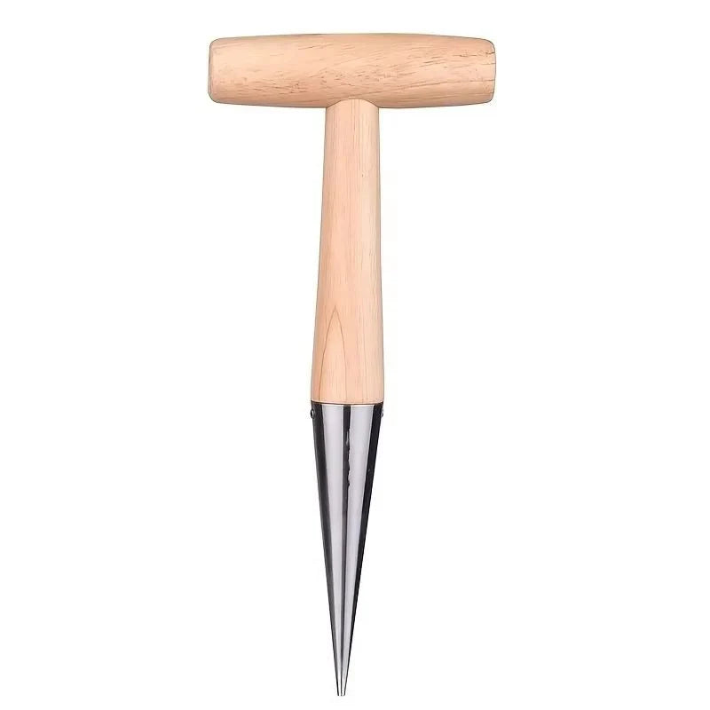 Garden Dibber Stainless Steel Tip Wood Handle Rust-Resistant