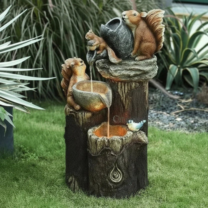 Garden Figurine Duck & Squirrel Weather-Resistant Resin Decor