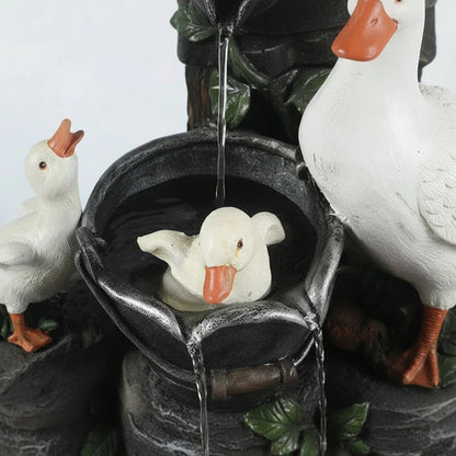 Garden Figurine Duck & Squirrel Weather-Resistant Resin Decor