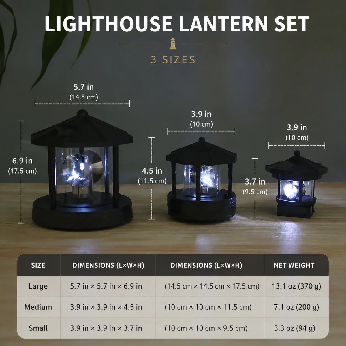Garden Lighthouse Light Solar-Powered Rotating Beacon